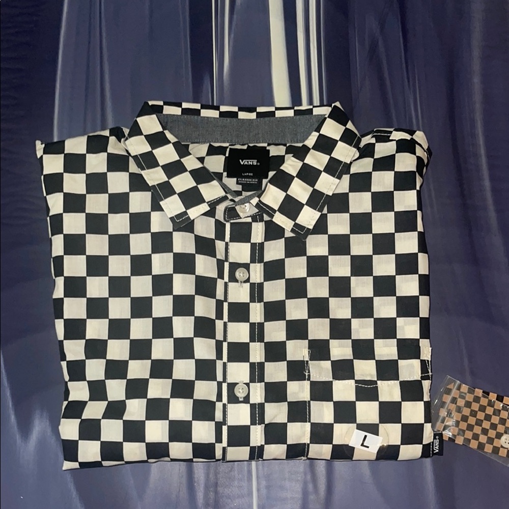 Vans Black and White Casual Button Down Shirt